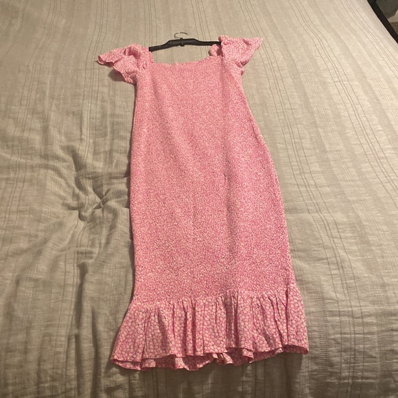 Ripe Maternity Selma Shirred/Smocked Pink Dress - Picture 6 of 6